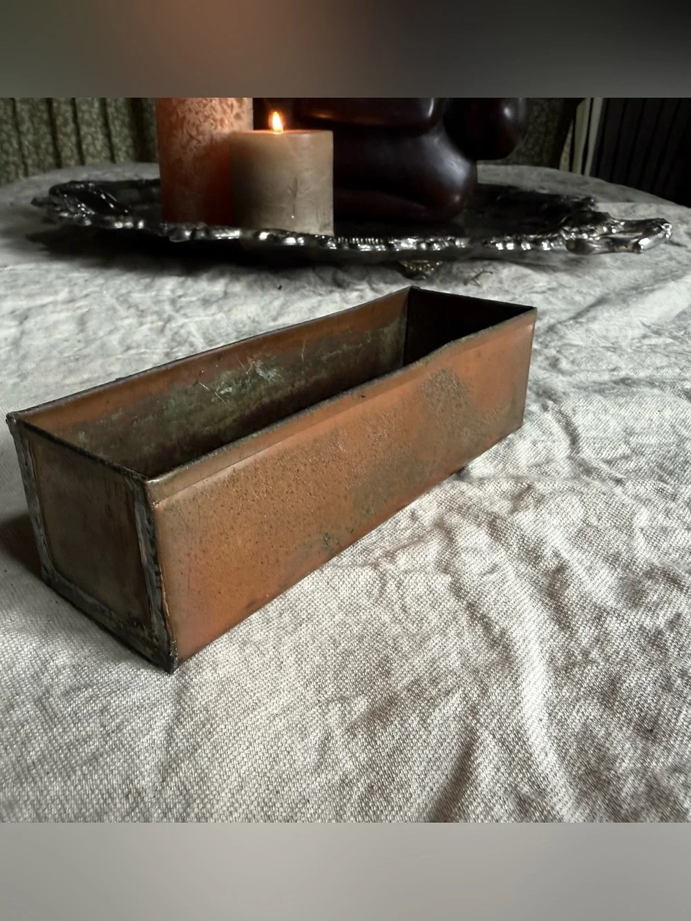 Vintage Copper Rectangular Succulent Planter